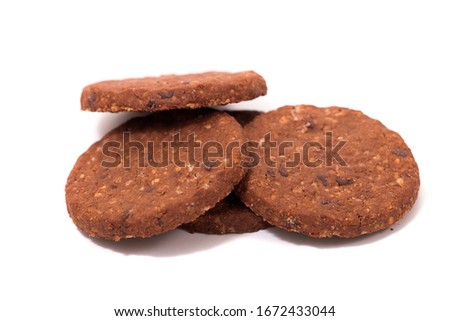 whole grain oatmeal cookies isolated on a white background.