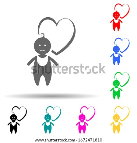 baby and heart multi color style icon. Simple glyph, flat of baby icons for ui and ux, website or mobile application