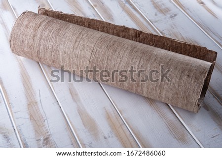 Rolled up papyrus on a white table