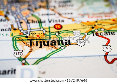 Tijuana USA map travel background