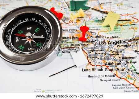 Los Angeles USA map travel background