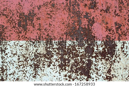 The concept of national flag on old rusty background: Monaco