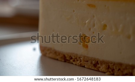 Close-up picture of Yuzu orange cheesecake skin