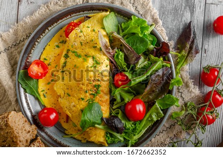 Delicious and simple egg omelette with herbs