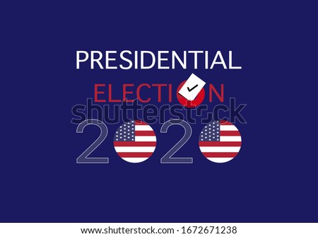Vector of 2020 USA of presidential election vote banner. American patriotic background election day. Usa debate of president voting. Election voting poster. Political election campaign.