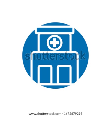 hospital building block style icon vector illustration design