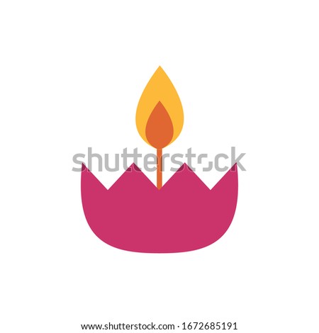 candle fire flame flat style icon vector illustration design