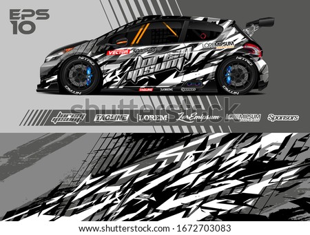Car wrap graphic livery design vector. Abstract sporty and racing background. 