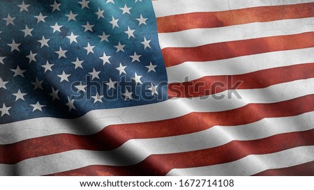 Close up waving flag of America