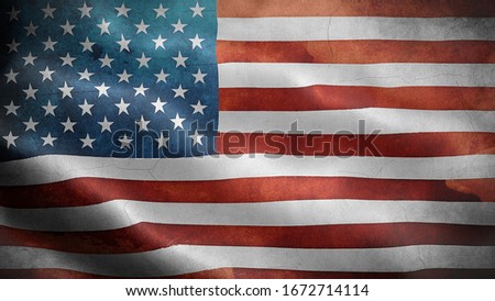 Close up waving flag of America