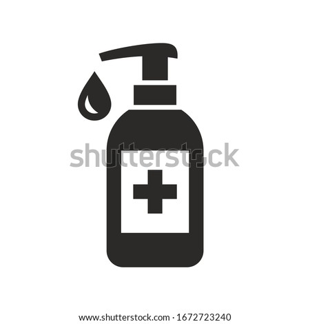 Hand sanitizer icon. Vector icon isolated on white background. Royalty-Free Stock Photo #1672723240