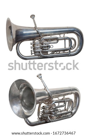 classical music spiritual trumpet, euphonium musical instrument isolated on white background