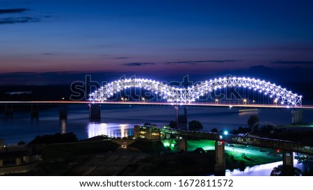 Bridge over the Mississippi river at night