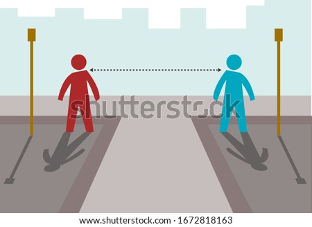 Social distancing,  location or distance concept. Editable Clip Art. Royalty-Free Stock Photo #1672818163