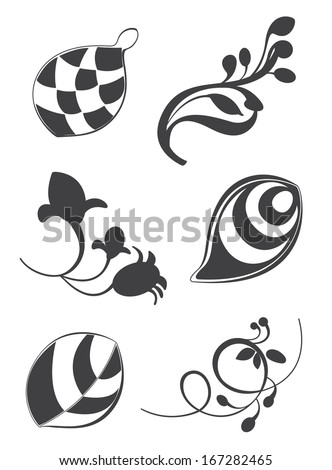 Floral vector elements in various styles for decoration and ornament