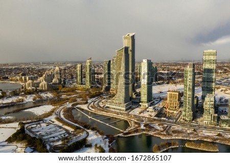 Winter in Toronto Ontario CA aerial photo