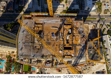 Construction site overhead shot with drone