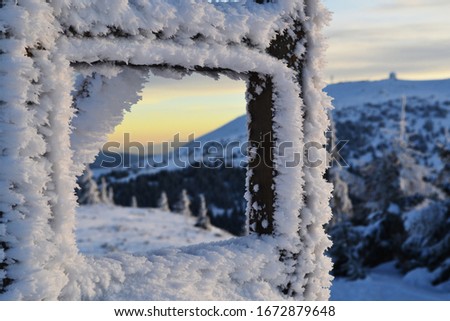 Snowy winter panoramic mountains skyscape 