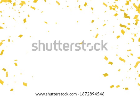 Abstract background with many falling gold tiny confetti pieces. Royalty-Free Stock Photo #1672894546