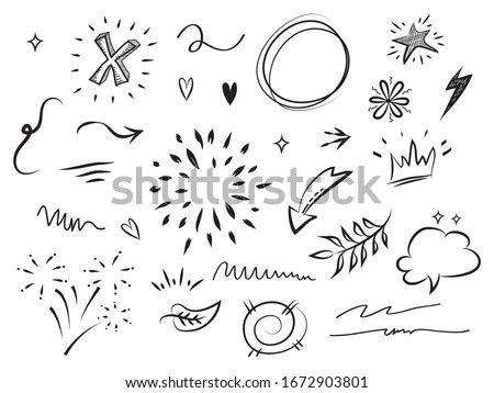 hand drawn set of abstract doodle elements. use for concept design. isolated on white background. vector illustration Royalty-Free Stock Photo #1672903801