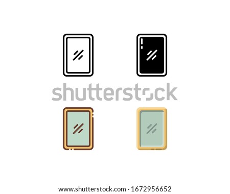 Wall mirror icon. With outline, glyph, filled outline, and flat style