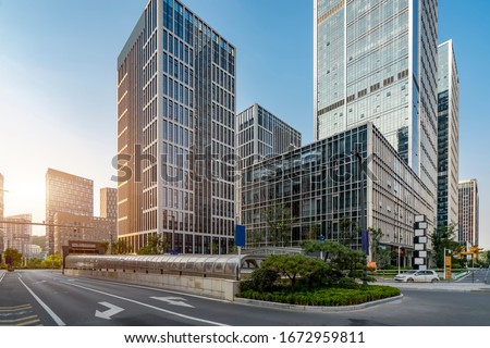 Streets and office buildings of Jinan central business district
 Royalty-Free Stock Photo #1672959811