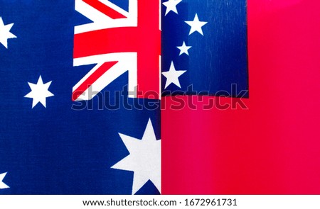 fragments of the national flags of Australia and Samoa close up