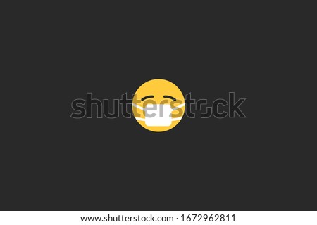 Sick Emoji. Mask with emoji concept for save the world with Covid-19 virus (2019-nCoV). Danger symbol vector illustration. Royalty-Free Stock Photo #1672962811