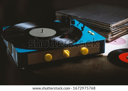 Close-up Record player While playing the record.