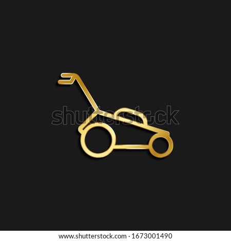 garden, lawn, mower gold icon. Vector illustration of golden dark background