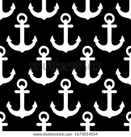 Seamless pattern with anchor. Isolated objects