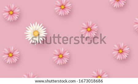 Tender spring flowers on a geometric background. Minimalistic composition. Poster template, holiday cards. Vector illustration.