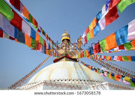 Boudhanath  is a stupa in Kathmandu, Nepal. The Boudha Stupa dominates the skyline it is one of the largest stupas in the world.