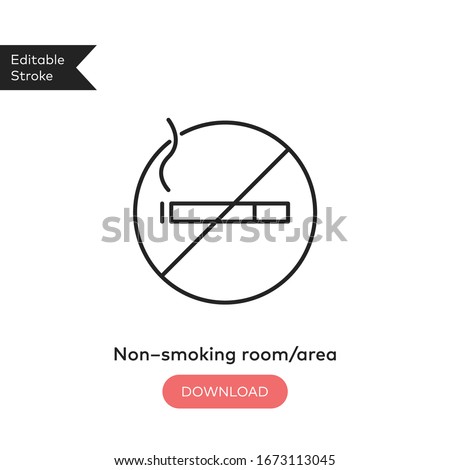 Luxury Hotel Vector Icon Set with Editable Stroke. EPS 10. No Smoking, No Cigarette with Smoke and Prohibited Sign Royalty-Free Stock Photo #1673113045