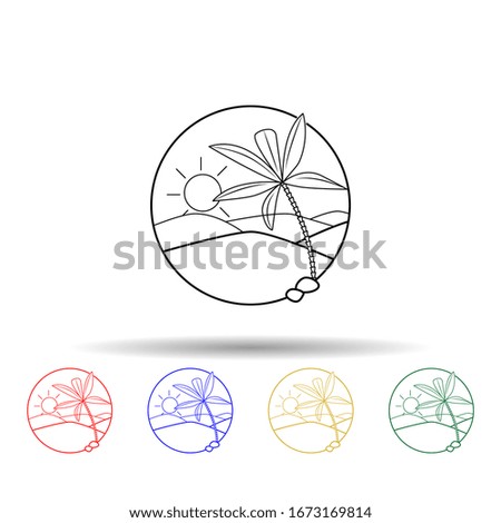 desert and palm trees multi color style icon. Simple thin line, outline illustration of arabian cultre icons for ui and ux, website or mobile application