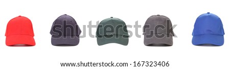 Five working peaked cap.  Isolated on white background