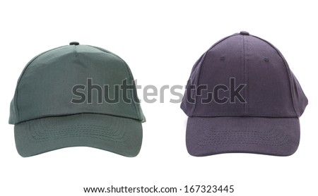 Two working peaked cap.  Isolated on white background