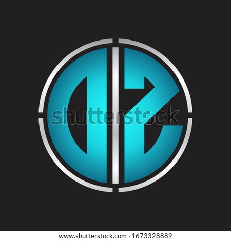 DZ Logo initial with circle line cut design template on blue colors
