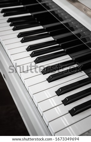 Piano Keyboard. Piano keys viewed from above