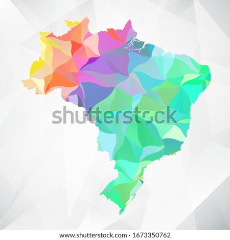 Abstract Polygon Colorful Map - Vector illustration Low Poly Color Pastel Brazil Map. Vector eps10.