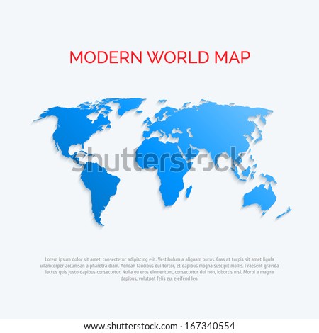 3D world map. Modern flat style. Vector.