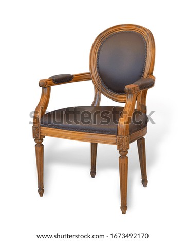 Wooden brown chair vintage isolated on white background. This has clipping path.       