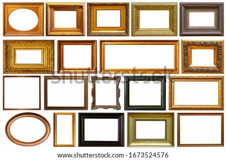 Set of frame frames picture gold silver tree. Royalty-Free Stock Photo #1673524576