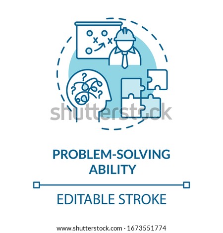 Problem solving ability turquoise concept icon. Analytical and creative mind. Finding solution to challenge idea thin line illustration. Vector isolated outline RGB color drawing. Editable stroke