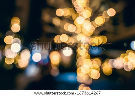 Bokeh of Warm Festive Lights around Trees at Night