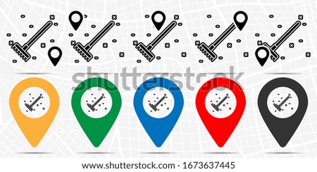Rake icon in location set. Simple glyph, flat illustration element of agriculture theme icons