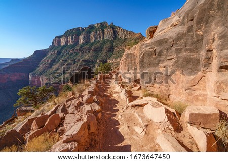 hiking the south kaibab trail in grand canyon national park in arizona in the usa