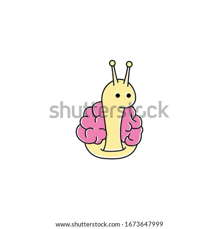 cute and adorable snail brain vector