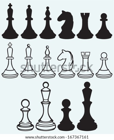 Chess icons isolated on blue background