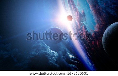 Deep space beauty. Planet orbit.